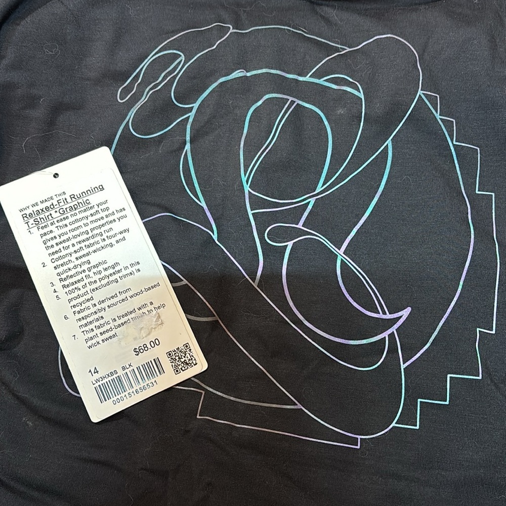 Lululemon Relaxed-Fit Running T-Shirt *Graphic, Black, Size 14 - Picture 5 of 5